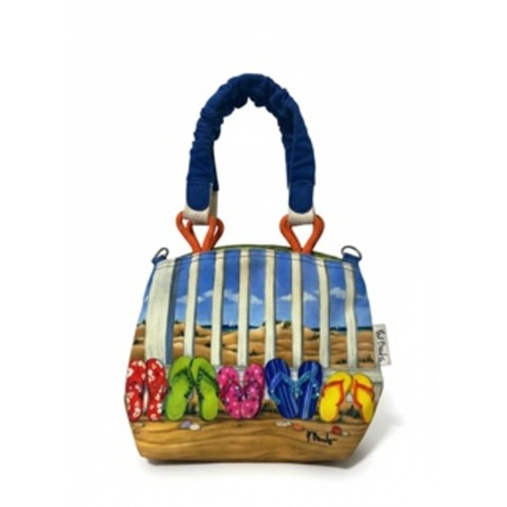 Paul Brent Flip Flop Beach Canvas Handbag Blue Orange Small Tote Bag